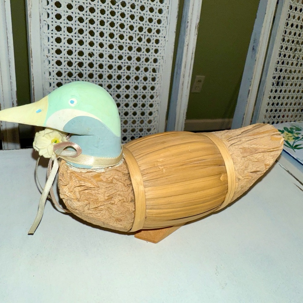 Vintage Handmade Duck decor/decor; cottage core/granny core/mancave decor